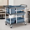 SOGA 2X 3-Tier Commercial Soiled Food Trolley Dirty Plate Cart Five Buckets Kitchen Food Utility