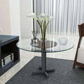 24" Inch Round Tempered Glass Table Top Clear Glass 1/4" Inch Thick Round Polished Edge