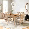 Dining Table Set with 6 Chairs, Extendable Kitchen Table & Chairs Set for 4-6, Dining Room Table with Metal Frame & MDF Board, Perfect for Small Space