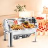 SOGA 4X 4.5L Dual Tray Stainless Steel Roll Top Chafing Dish