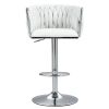 360° Fabric cover Swivel Bar Stools Set of 2, Adjustable Counter Height Bar Chairs with Woven Back & Footrest