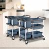 SOGA 2X 3-Tier Commercial Soiled Food Trolley Dirty Plate Cart Five Buckets Kitchen Food Utility