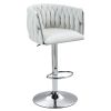 360° Fabric cover Swivel Bar Stools Set of 2, Adjustable Counter Height Bar Chairs with Woven Back & Footrest