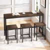 Modern Design Kitchen Dining Table,Pub Table,Long Dining Table Set with 3 Stools,Easy Assembly,Dark Brown (Same SKU:W75767952)
