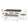 Wallace & Bay Velvety Brown And White 6 Piece Gathering Dining Set