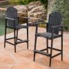 Outdoor Acacia Wood Adirondack Barstools, Set of 2, Dark Gray
