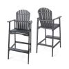 Outdoor Acacia Wood Adirondack Barstools, Set of 2, Dark Gray